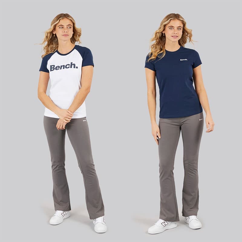 Bench Twee T-shirts Dames Nerissa Wit/Marineblauw - Afbeelding 3