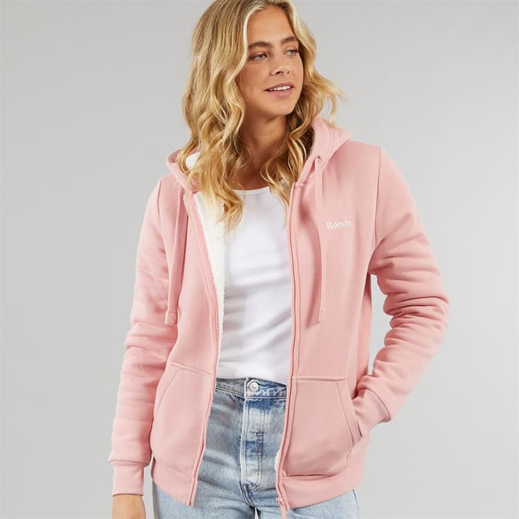 Bench Dames Mintz Teddy Gevoerd Rits Hoodie Roze