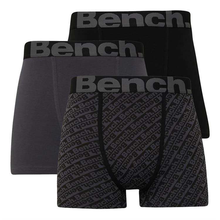 Bench Heren Vildar Driepack Boxer Shorts Zwart AOP/Zwart/Donkergrijs