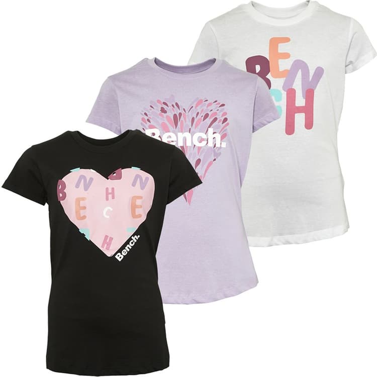 Bench Meisjes Pheonix Drie-Pack T-Shirts Assorti
