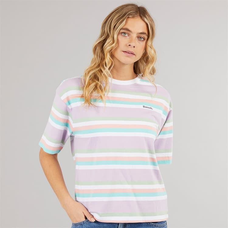 Bench T-shirt Sharni Dames Paarse Streep