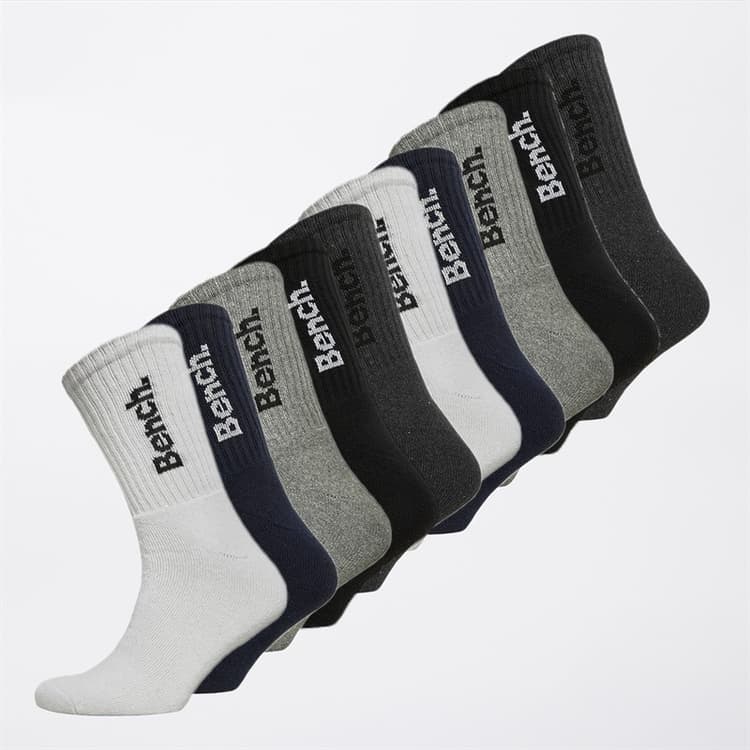 Bench Heren Tenacious 10-Pack Crew Sokken Zwart/Zwart/Wit/Wit/Donkerblauw/Donkerblauw/Licht Grijs Melange/Licht Grijs Melange/Antraciet/Antraciet