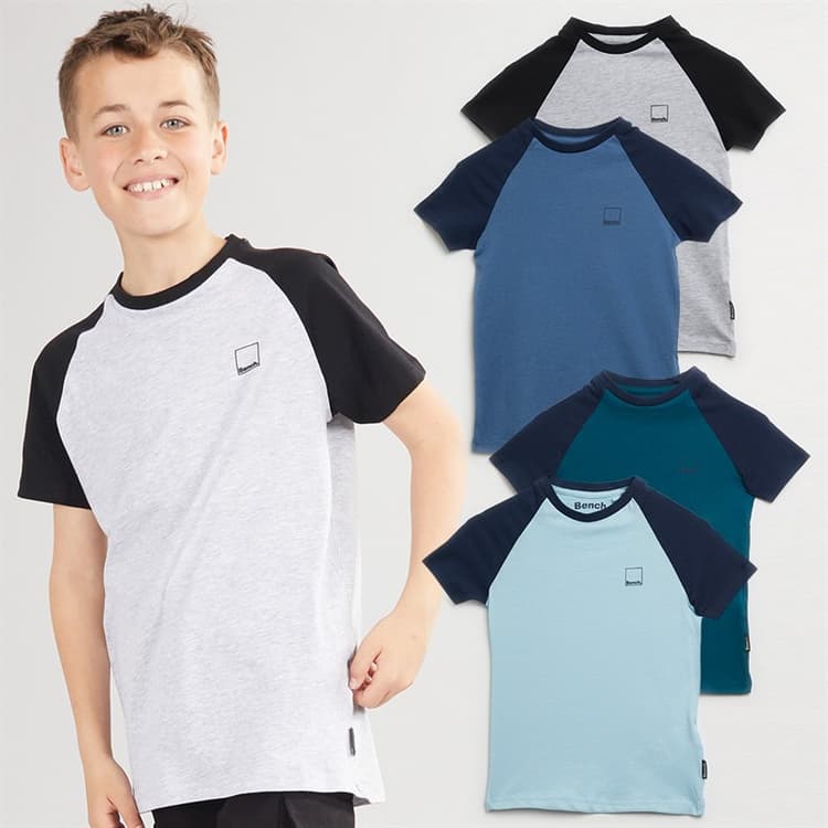 Bench Jongens Marster Set van 5 T-shirts Grijs Gemêleerd / Ijs / Teal / Wit / Leisteen Blauw