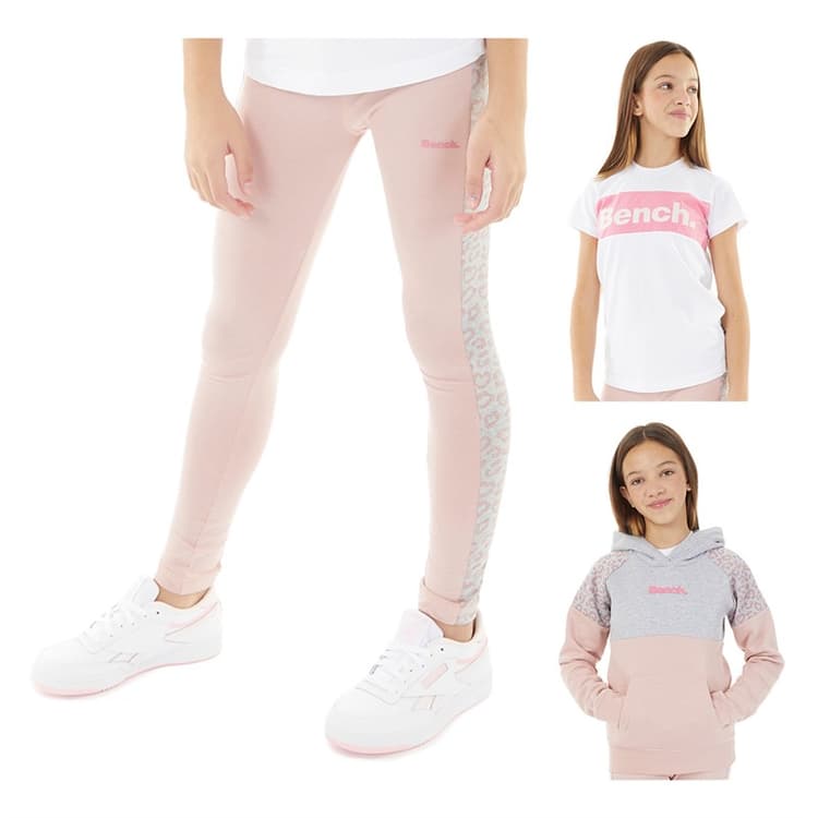 Bench Meisjes Leal Drie Pack Trainingspak Set Licht Stoflig Roze