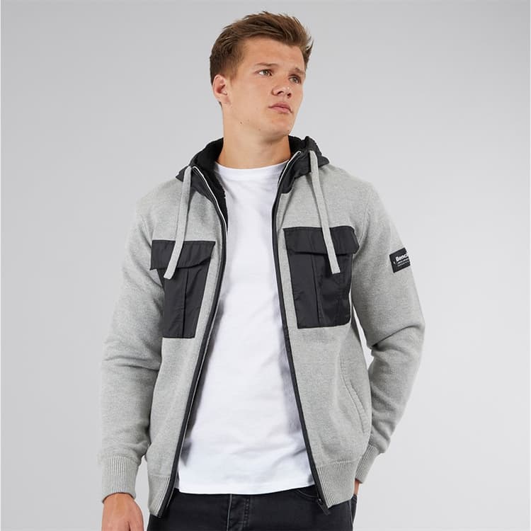 Bench Heren Minski Gebreide Hoodie Grijs Gemêleerd