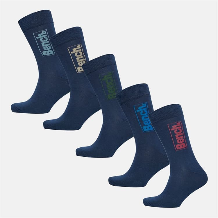 Bench Heren Reavie Five Pack Kostuum Sokken Marineblauw