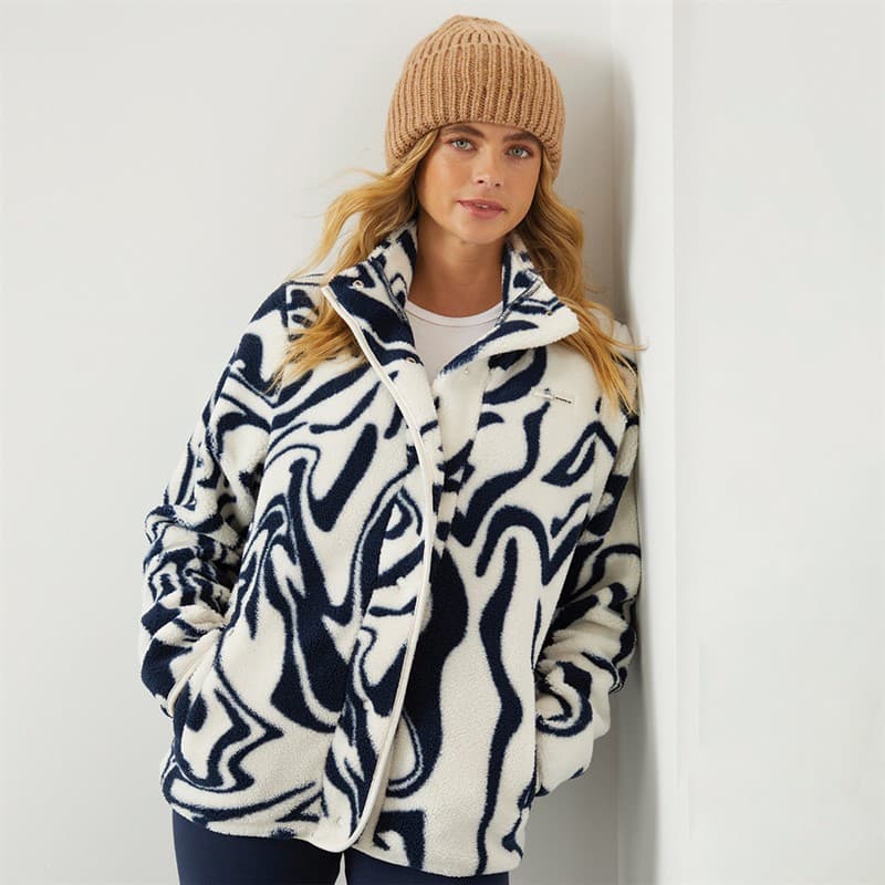Bench Dames Gorla Borg Fleece Winter wit / Navy Swirl - Afbeelding 1