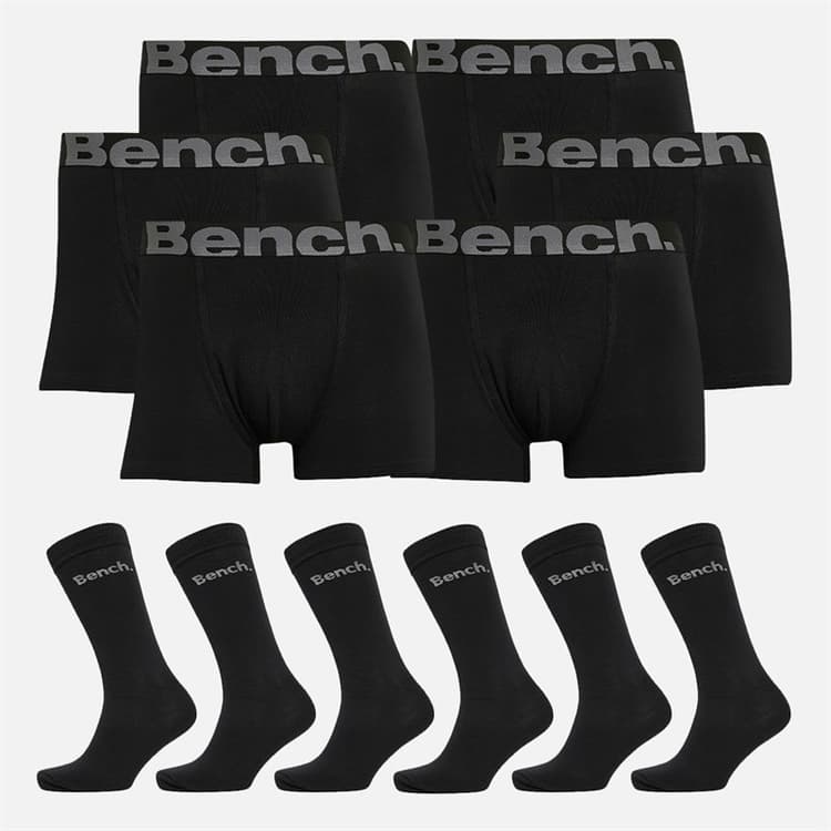 Bench Heren Zestal Six Pack Boxers En Six Pack Sokken Geschenkset Zwart