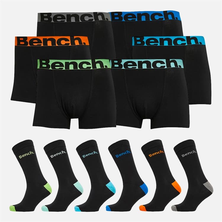 Bench Heren Halfdoz Six Pack Boxers En Six Pack Sokken Geschenkset Zwart