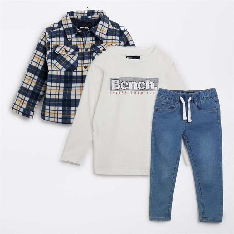 Bench Jongens Bonded Shacket T-shirt En Jeans Set Navy