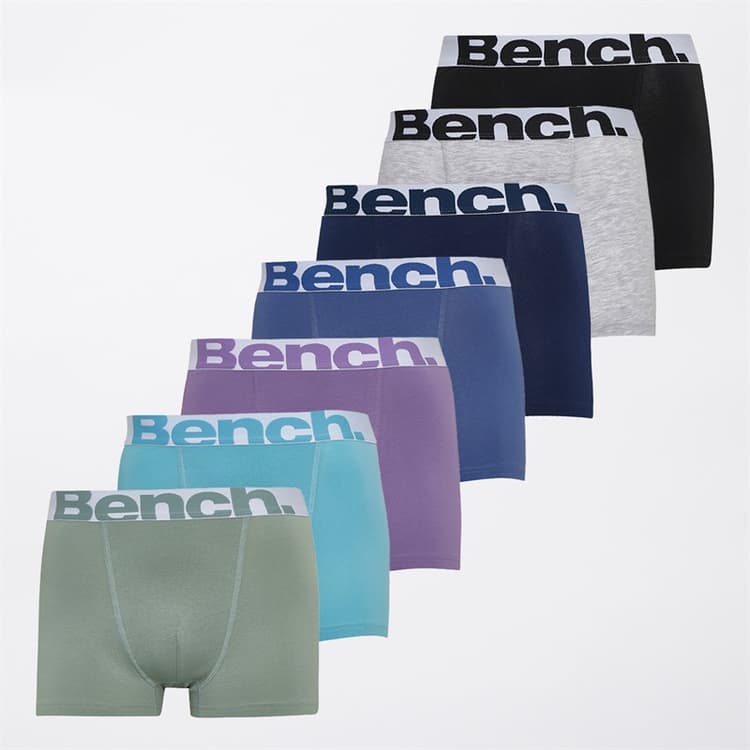 Bench Heren Darragh Set van 7 Boxers Zwart/Retro Blue/Navy/Dusted Grape/Grey Marl/Sage Green/Mid Blue