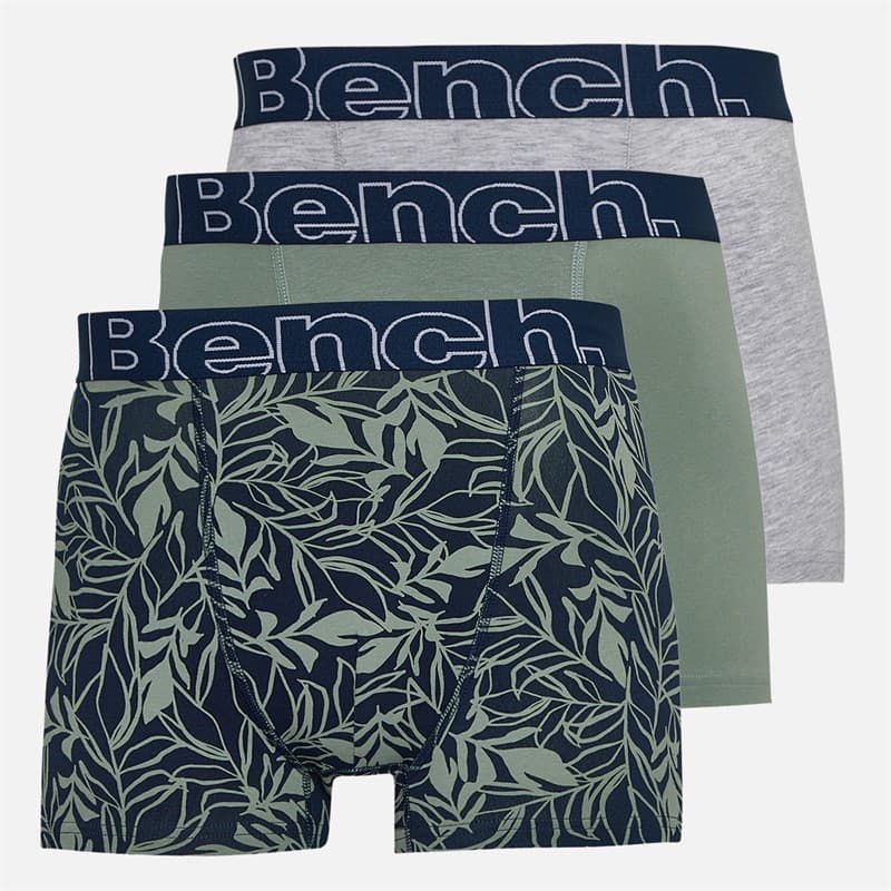 Bench Heren Dekker Drie Pak Boxers Navy Aop/Sage Green/Grey Marl - Afbeelding 1