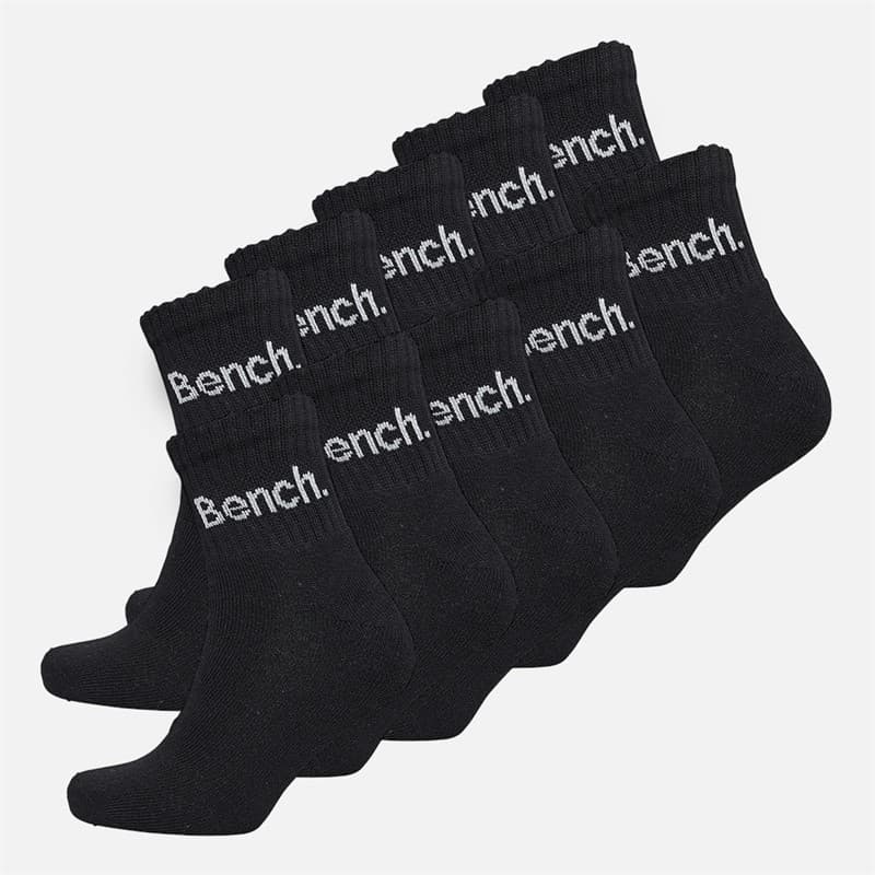 Bench Heren Kanter Tien Pak Gedempte Quarter Crew Sokken Zwart - Afbeelding 1