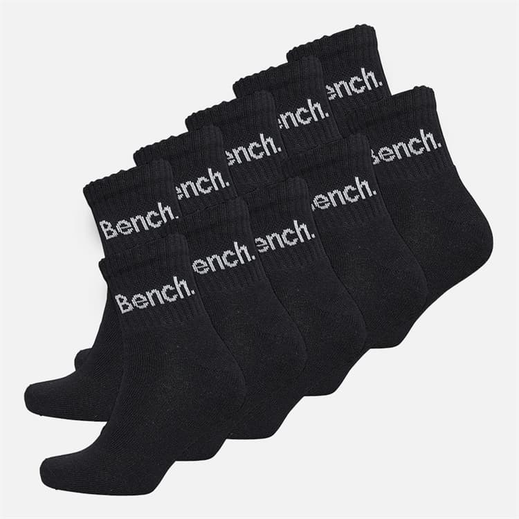 Bench Heren Kanter Tien Pak Gedempte Quarter Crew Sokken Zwart
