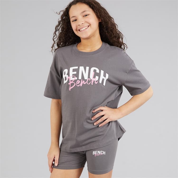 Bench Meisjes Vexlo T Shirt En Shorts Set Charcoal