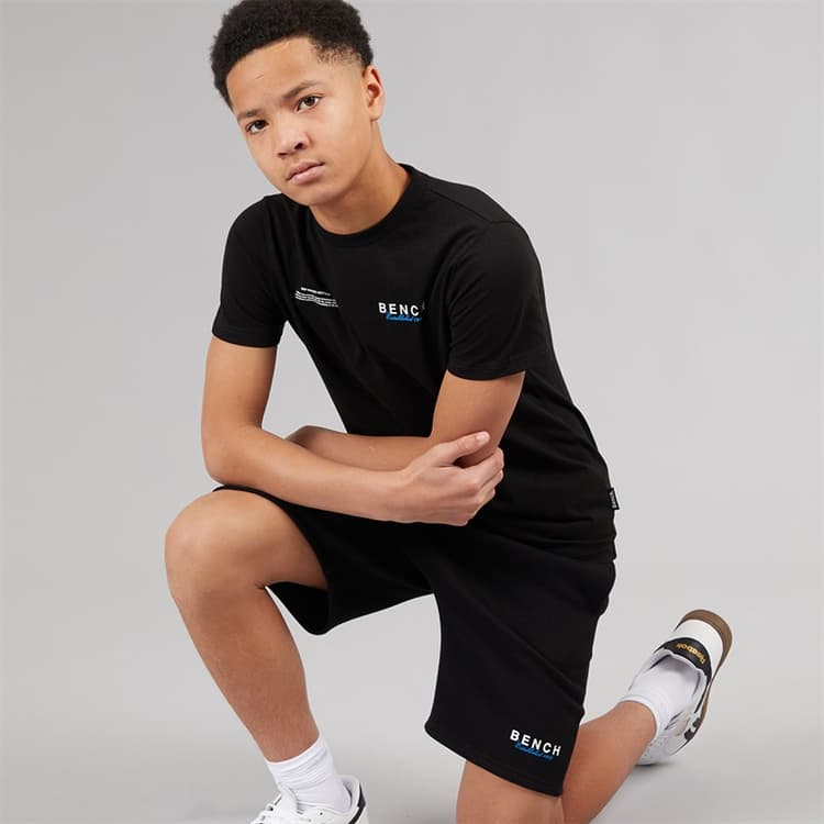 Bench Jongens Biller T shirt En Korte Broek Set Zwart