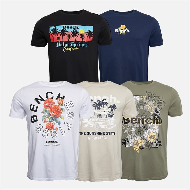 Bench Heren Dupri Five Pack T-shirts Mixed