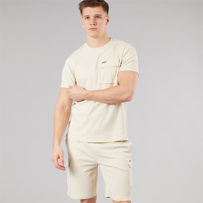 Bench Heren Ludar T-shirt en korte broek co ord set Ecru - Afbeelding 1