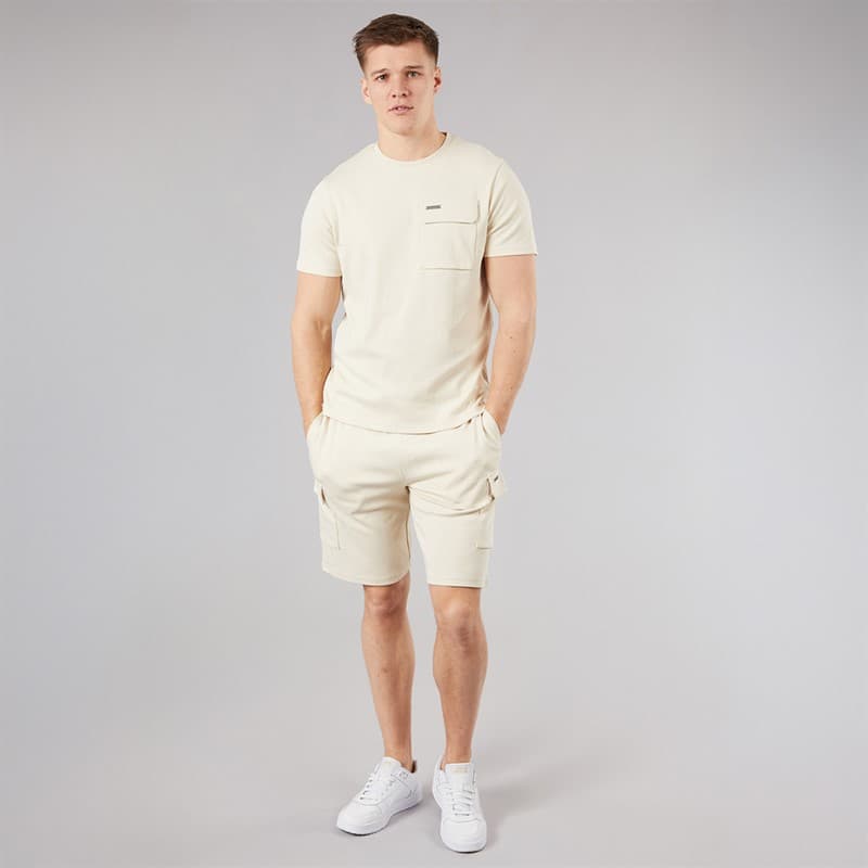 Bench Heren Ludar T-shirt en korte broek co ord set Ecru - Afbeelding 4