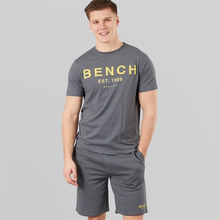 Bench Heren Nuvero T-shirt En Shorts Set Steel Grey