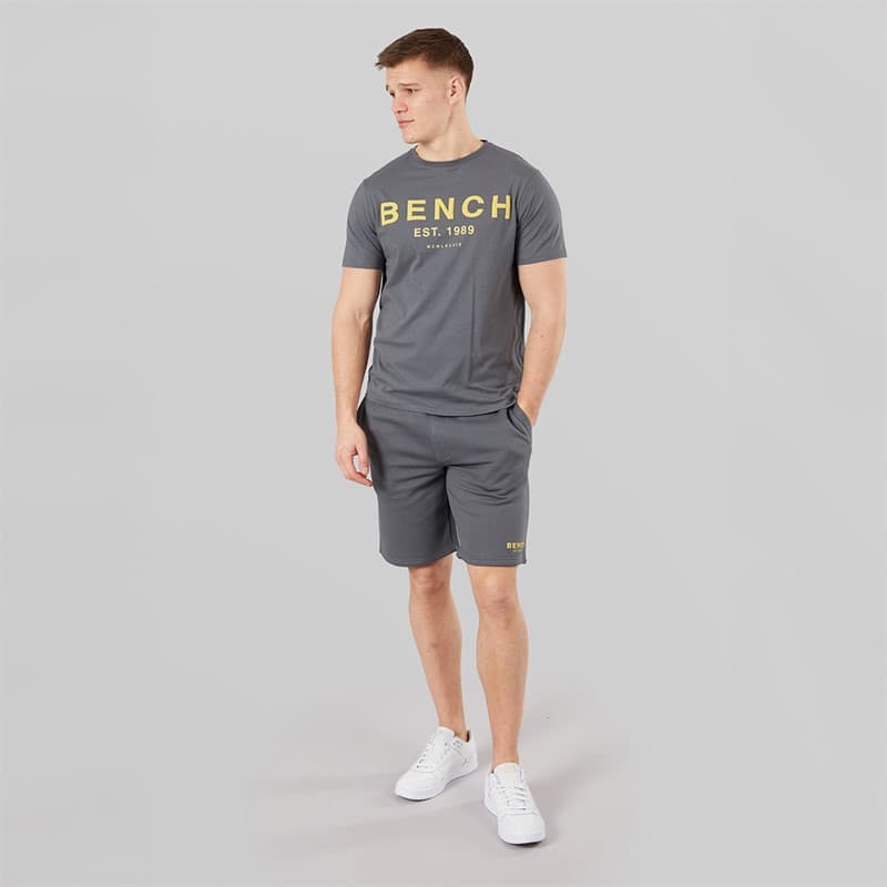 Bench Heren Nuvero T-shirt En Shorts Set Steel Grey - Afbeelding 4