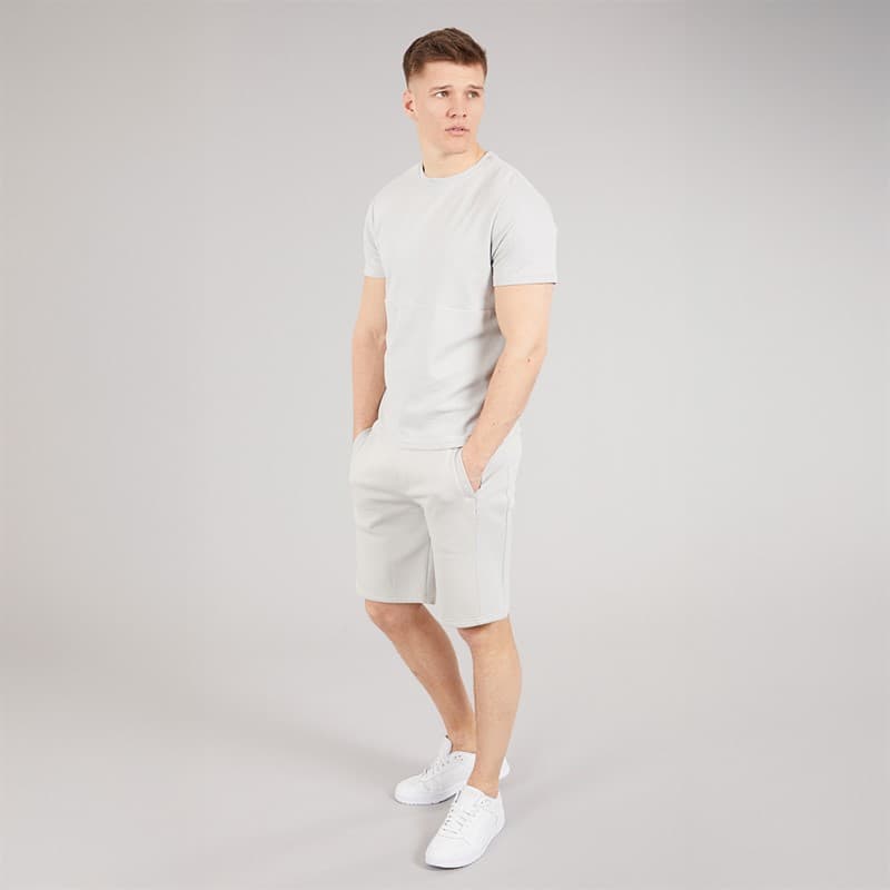 Bench Heren Varem T-shirt en korte broek co ord set Frost Grey - Afbeelding 4