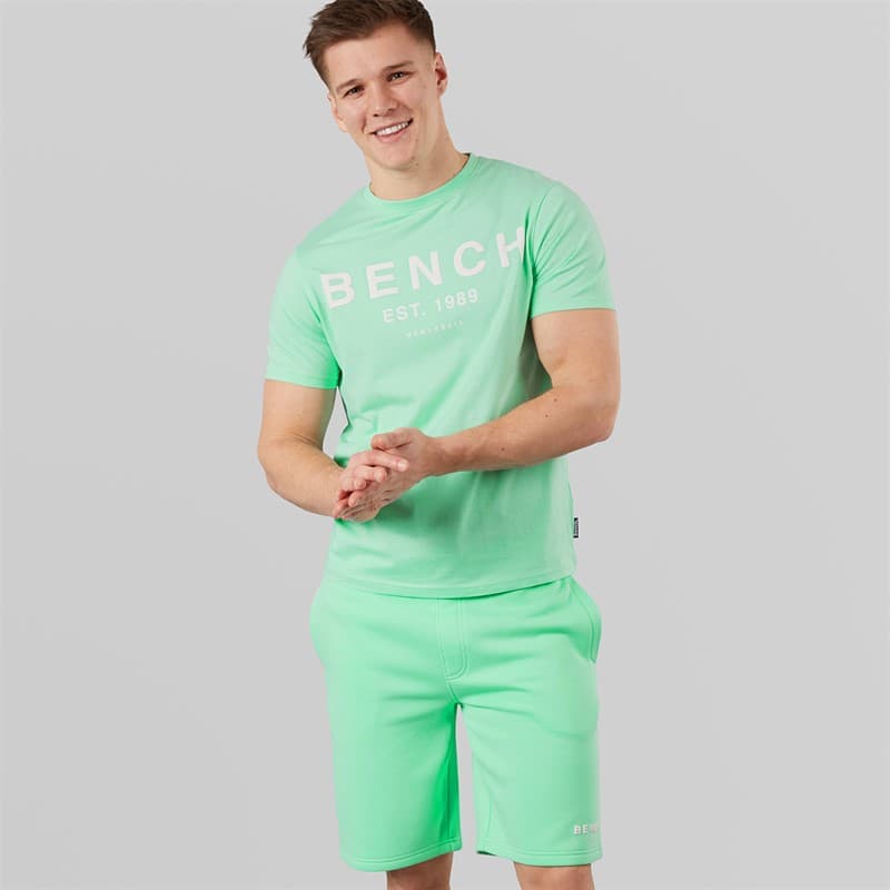 Bench Heren Nuvero T-shirt En Shorts Set Deep Mint - Afbeelding 1