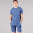 Bench Heren Ludar T shirt En Shorts Set Mid Blue