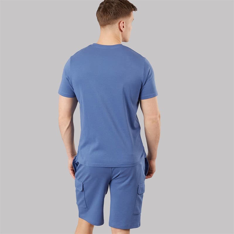 Bench Heren Ludar T shirt En Shorts Set Mid Blue - Afbeelding 2