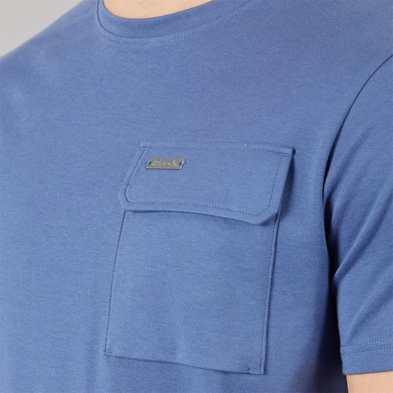 Bench Heren Ludar T shirt En Shorts Set Mid Blue - Afbeelding 3