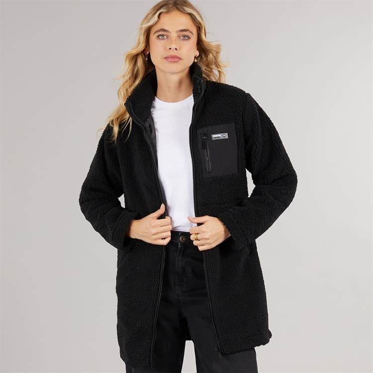 Bench Dames Akita Lange Rits Fleece Zwart