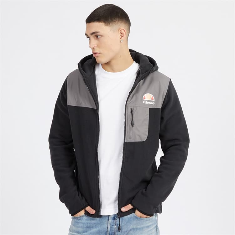 Ellesse Heren Drago Fleece-Jacke mit Kapuze Schwarz