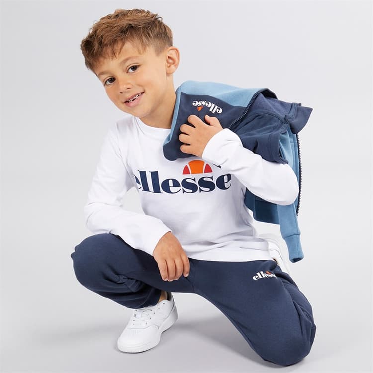 Ellesse Jongens Harrison Hoodie T Shirt En Joggingbroek Set Blauw / Wit