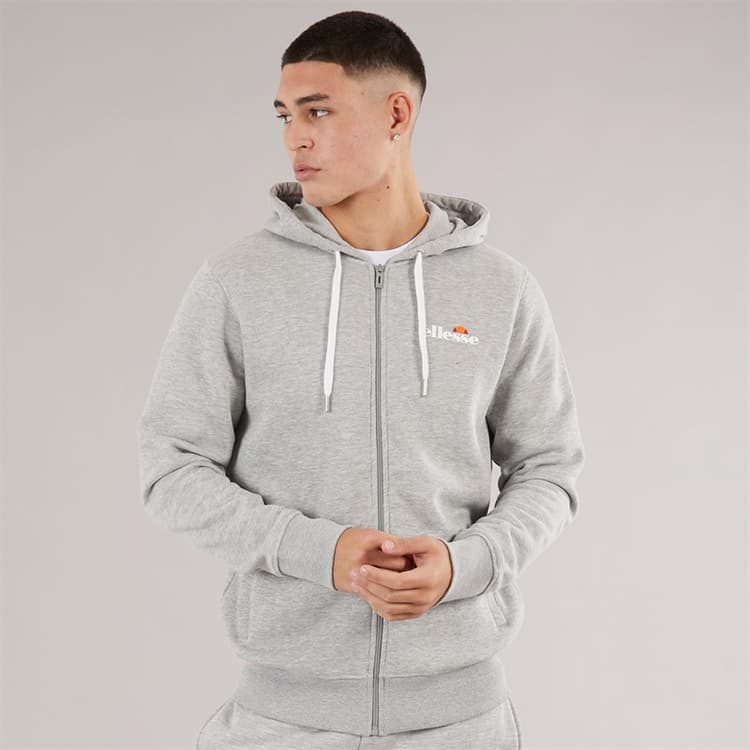 Ellesse Heren Klemerio Volledige Rits Hoodie Light Grey Marl