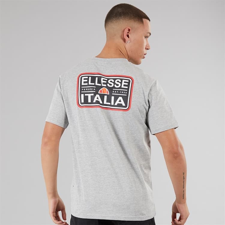 Ellesse Heren Benzina Heritage Achter Logo T-shirt Grey Marl