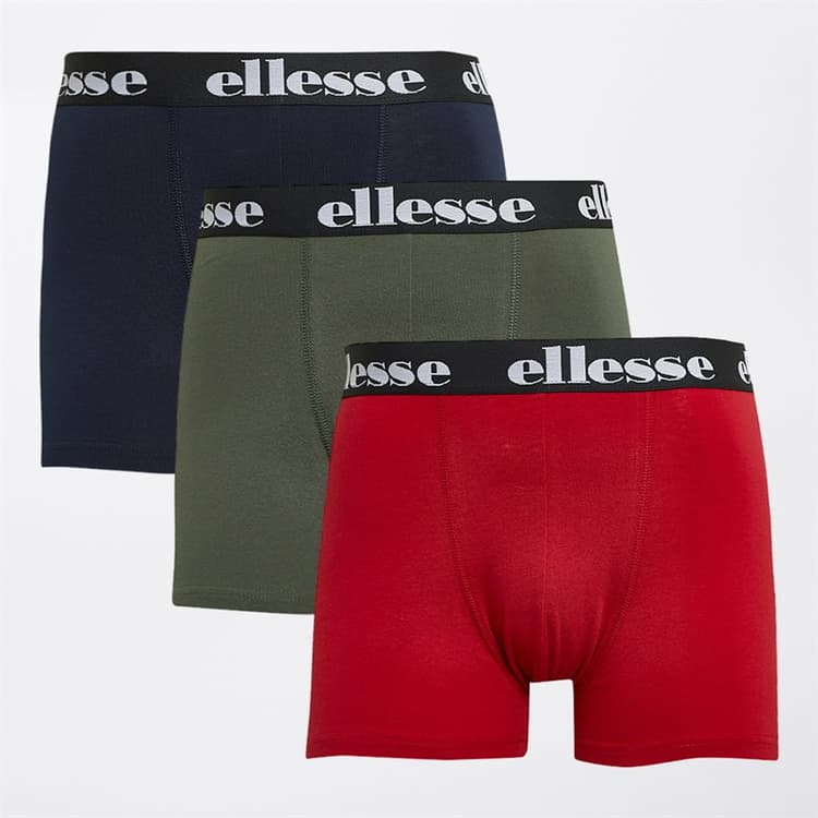Ellesse Heren Drie Pak Boxer Trunks Marineblauw / Rood / Khaki