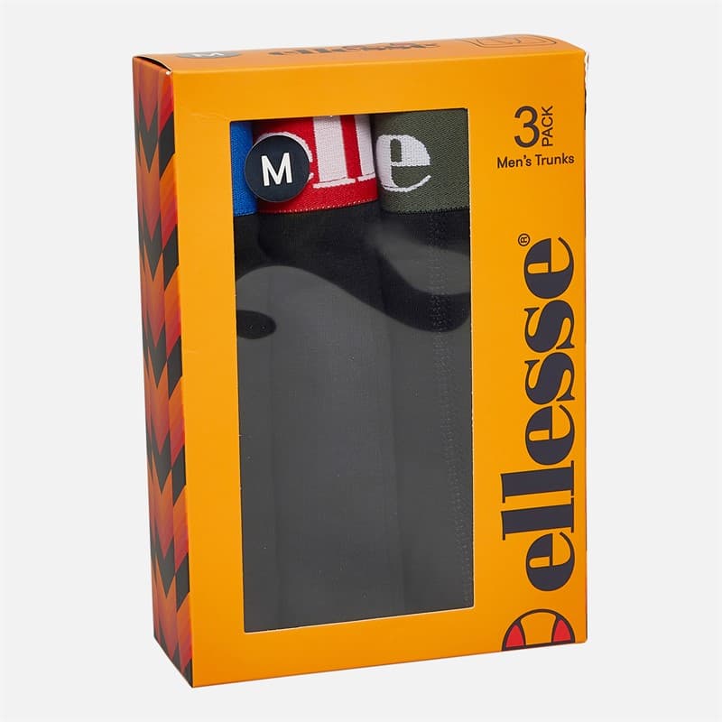 Ellesse Heren Drie Pak Boxer Trunks Blauw / Rood / Khaki - Afbeelding 2