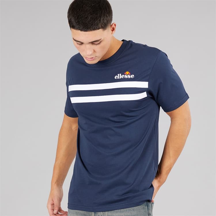 Ellesse Heren Squalius Retro Streep T-shirt Navy