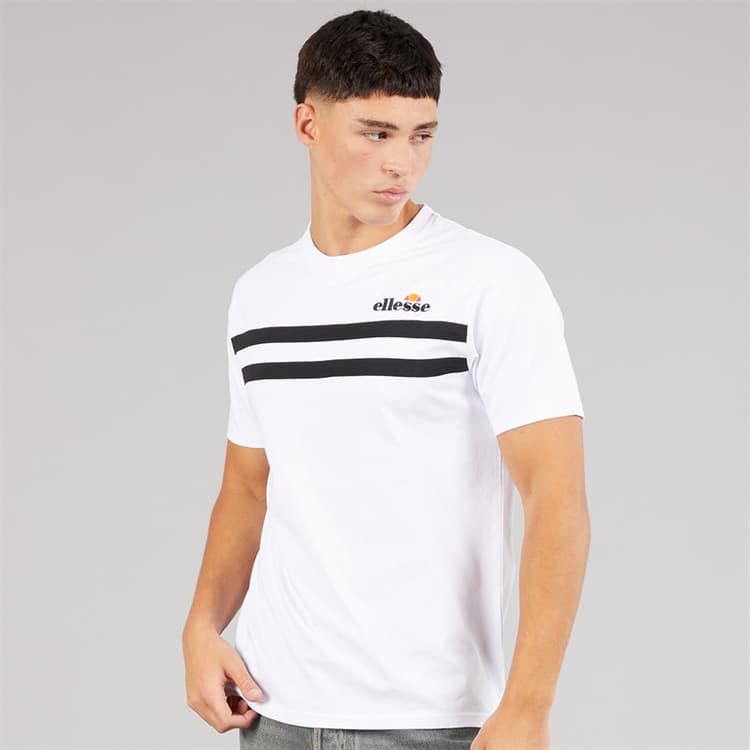 Ellesse Heren Squalius Retro Streep T-shirt Wit