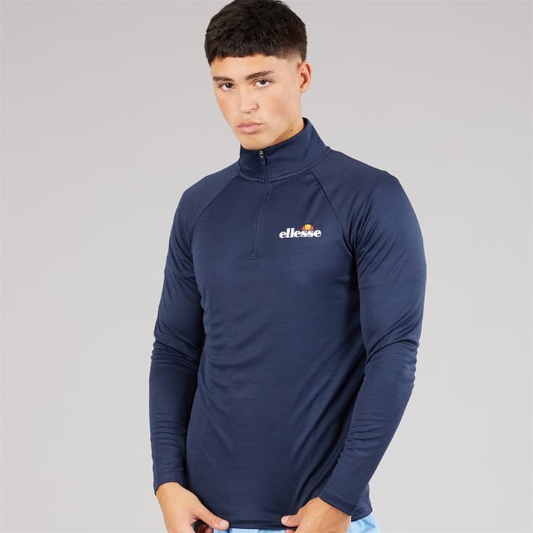 Ellesse Heren Brandon 1/4 Rits Hardloopshirt Navy