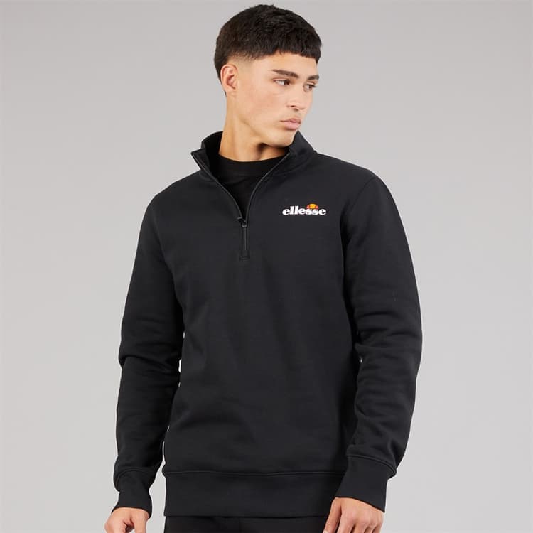 Ellesse Heren Benevento 1/4 Rits Sweatshirt Zwart