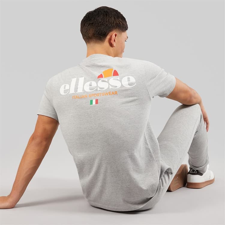 Ellesse Heren Georgio Back Logo T-Shirt Grey Marl