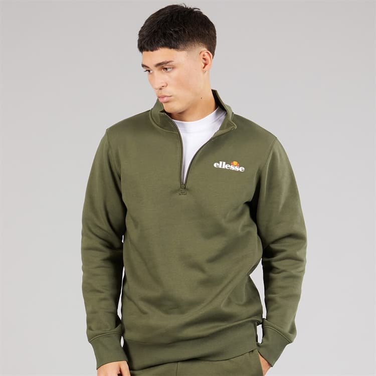 Ellesse Heren Benevento 1/4 Rits Sweatshirt Khaki