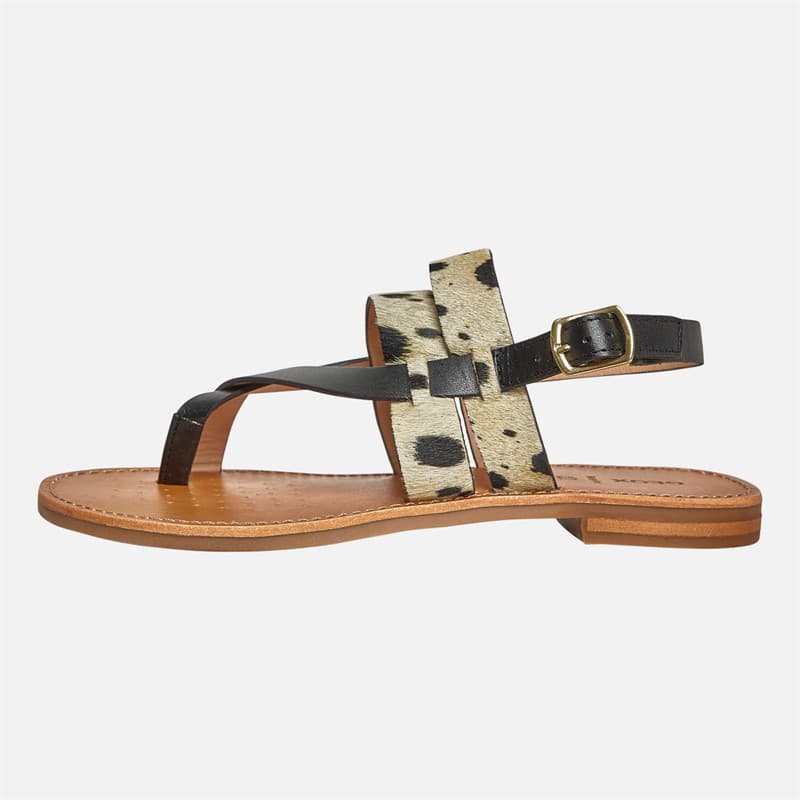 GEOX Dames Maddalusia Platte Sandalen Zwart / Wit - Afbeelding 2