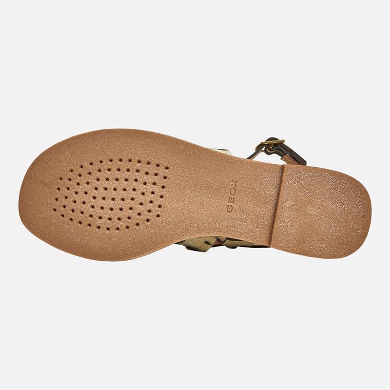 GEOX Dames Maddalusia Platte Sandalen Zwart / Wit - Afbeelding 3