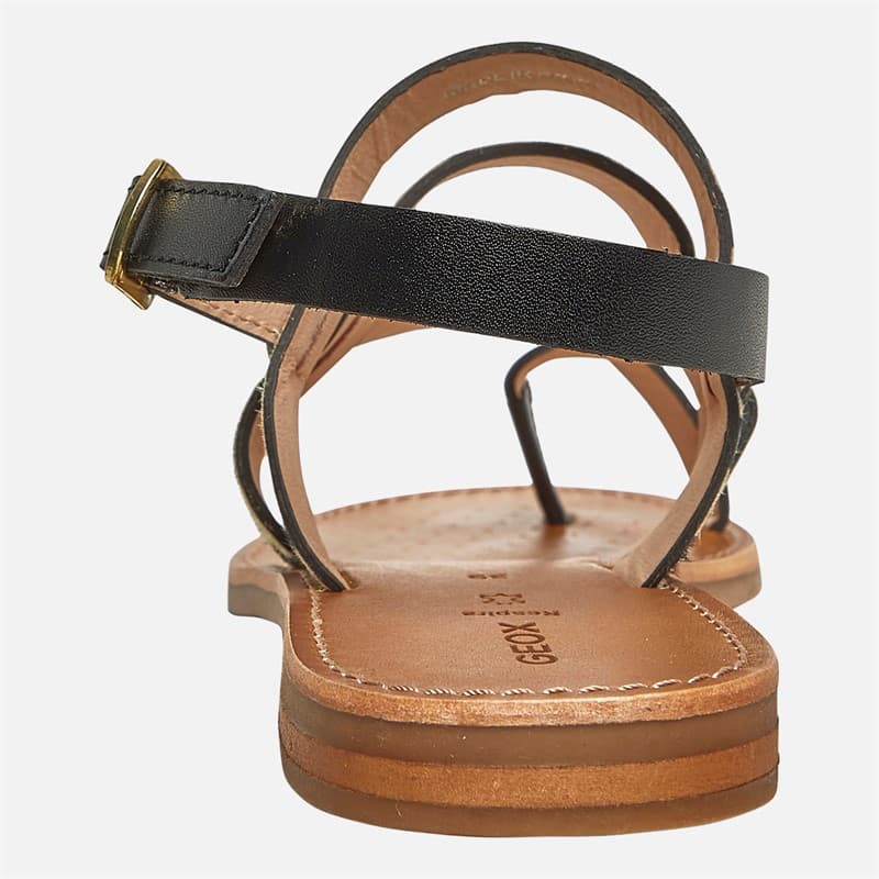 GEOX Dames Maddalusia Platte Sandalen Zwart / Wit - Afbeelding 4