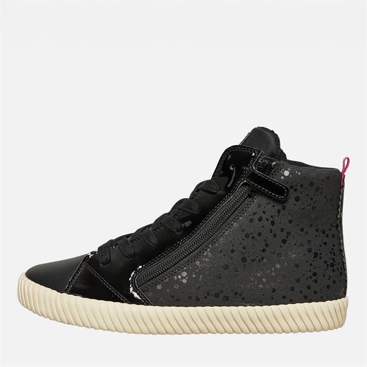 GEOX Junior Meisjes Mirroless Zip Hoge Top Sneakers Zwart