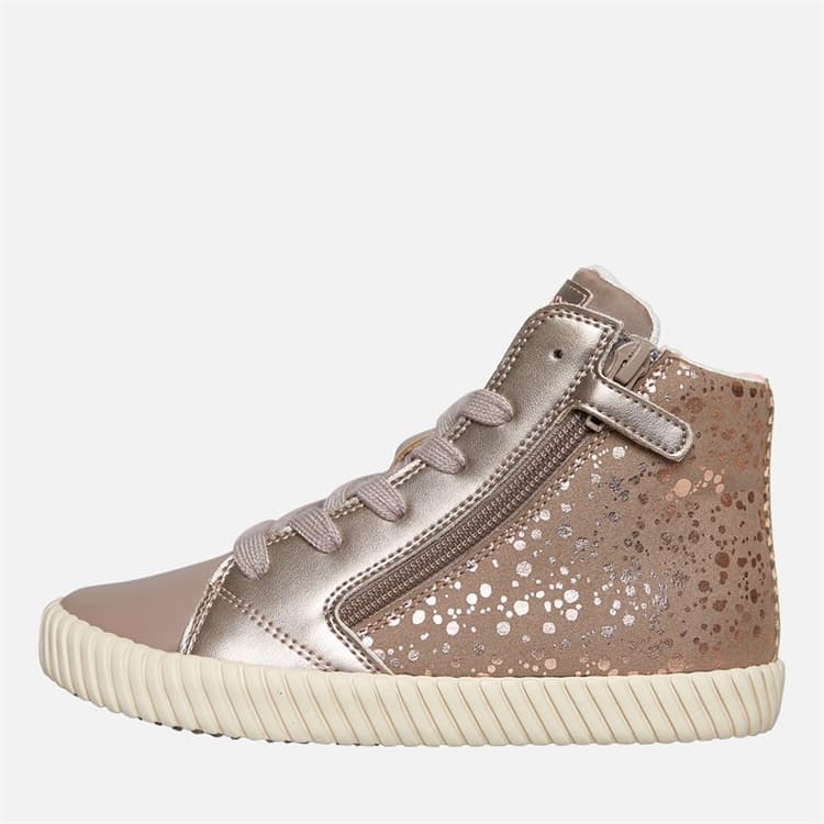 GEOX Meisjes Mirroless Rits Hi Top Sneakers Dark Beige