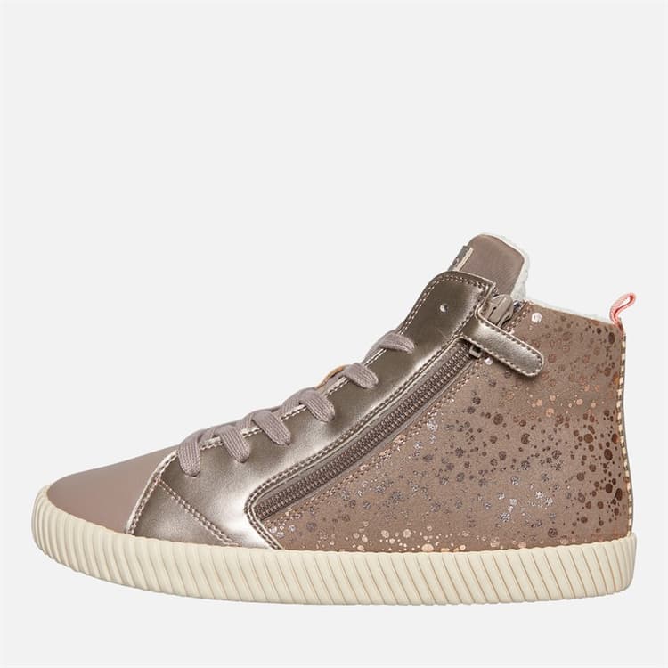 GEOX Junior Meisjes Mirroless Ritssluiting Hoge Sneakers Dark Beige
