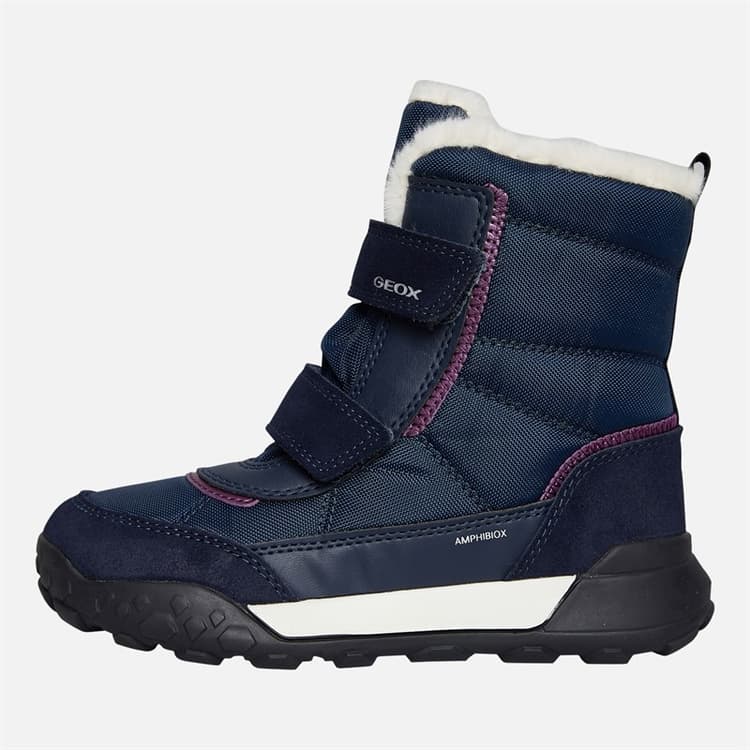 GEOX Meisjes Trekkyup Dubbel Band Bont Gevoerde Laarzen Navy/Paars